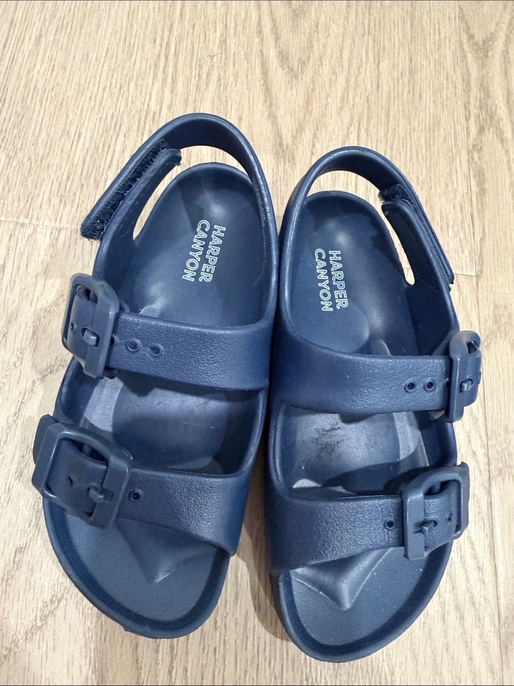 Harper Canyon Navy Double-Buckle Kids Sandals